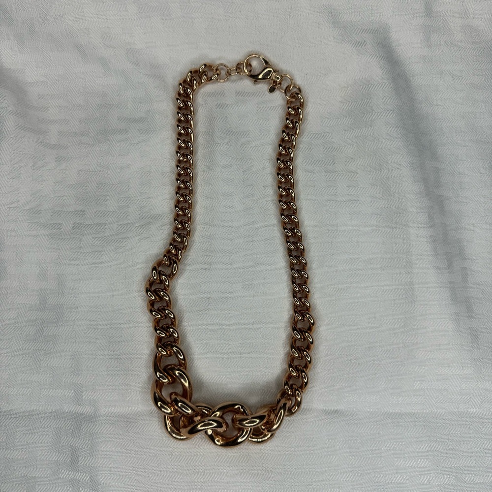 Milor bronze Italy rose gold colored necklace chuncky chain link clasp closure